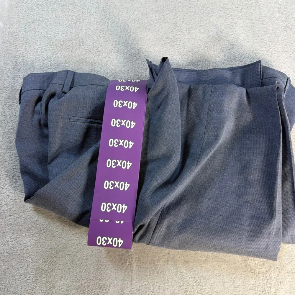 Calvin Klein Dress Pant Slim Fit Mens 40x30 Blue Stretch Wrinkle Resistant New